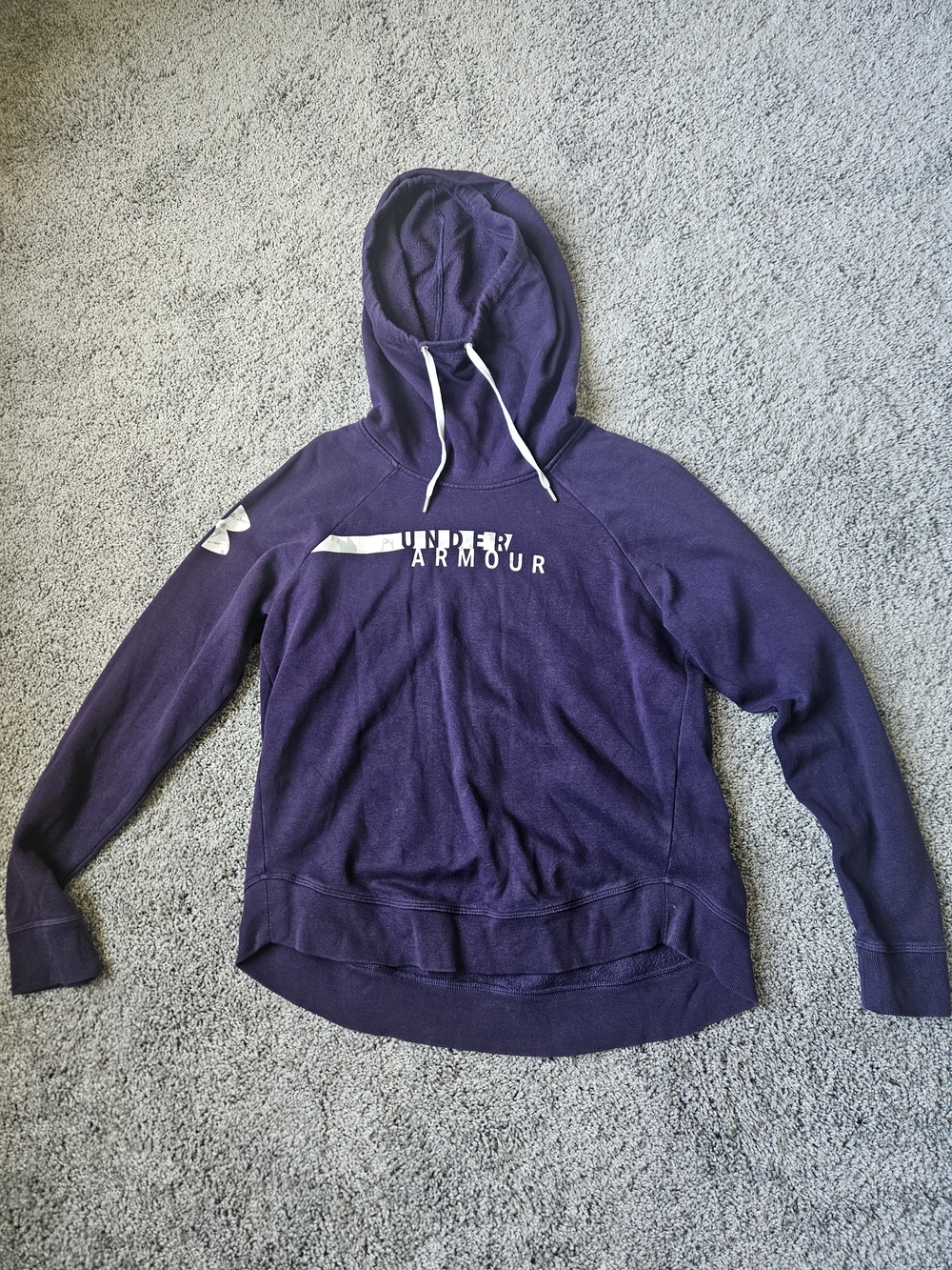 Under Armour Dark Purple Pullover Hoodie with White Logo